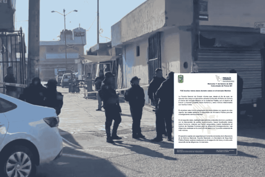 Miembros de FGE localiza restos humanos en el mercado Morelos durante cateos la mañana del 11 de febrero.