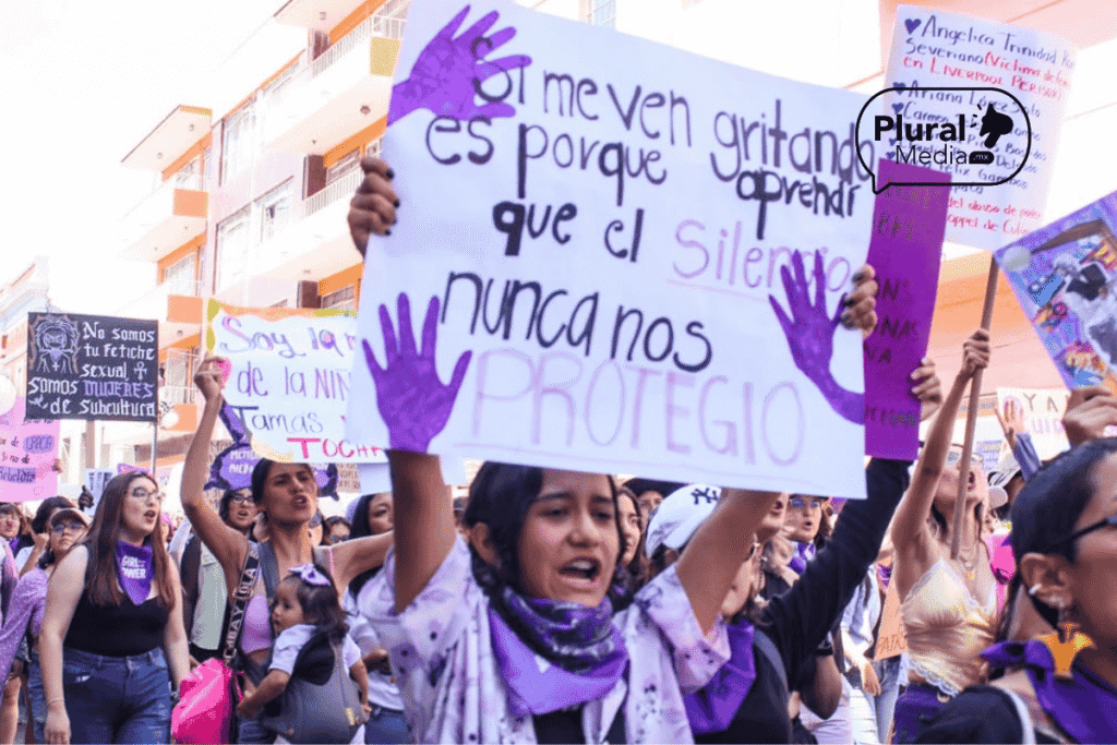 Marcha en la ciudad de Puebla por el 8M